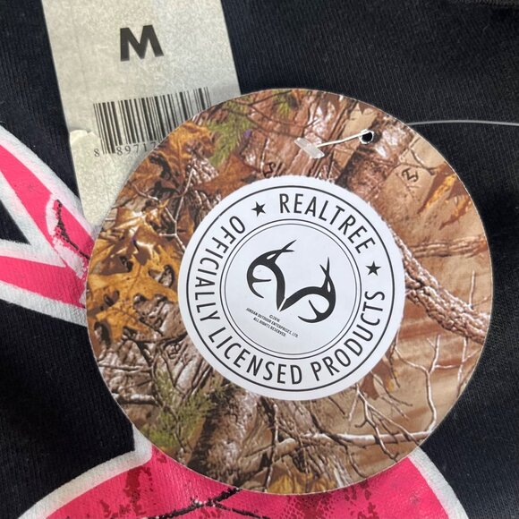 Realtree Camo Logo Short Sleeve Tshirt Womens Medium Black Pink New Hunting - Picture 8 of 9